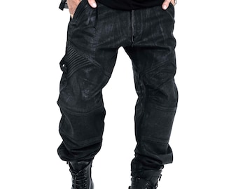 CLUTCH PANTS black waxed denim trouser
