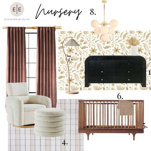 Mood Board, Diseño de habitaciones, Diseño de interiores, Decoración de interiores - Guardería para niñas