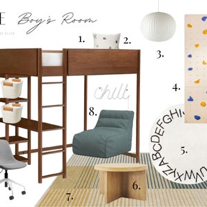 Mood Board, diseño de habitaciones, diseño de interiores, decoración de interiores: dormitorio para niños