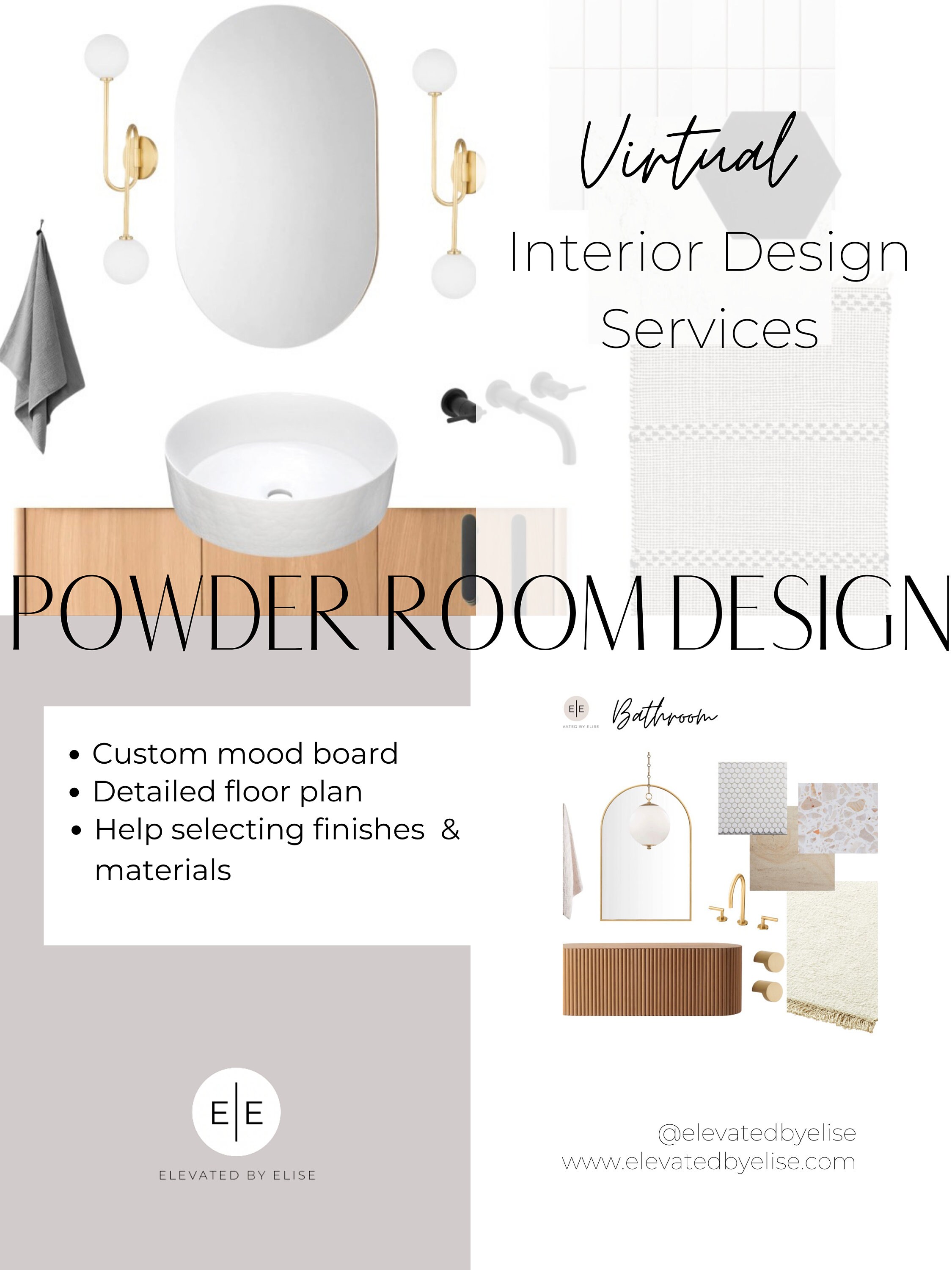 Interior Design Services - Powder Room Custom Design - Etsy
