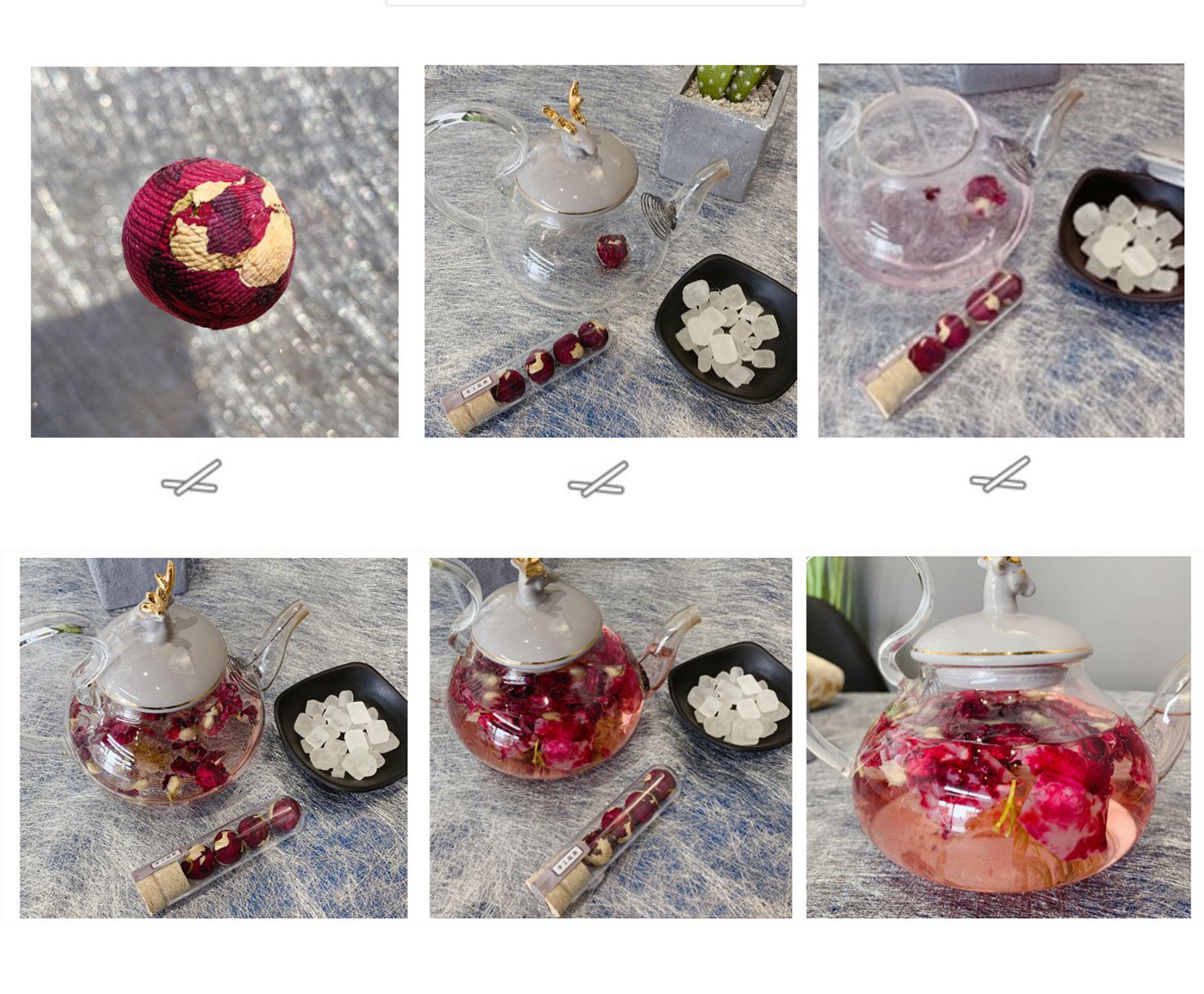 Roses and Jasmine Tea Balls Flowering Tea Balls Blooming Etsy