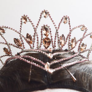 Made-to-Order Pink Avian Style Rhinestone Tiara - Professional Handmade Headpiece for Ballet Devilcat Dancewear Favorites - Sugarplum Fairy