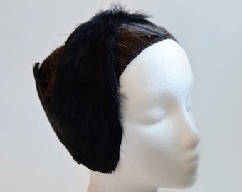 Black Swan Lake Feather Headpiece - Also Available in White - Handmade Professional Ballet Costume - Swan Ears - Odette Odile