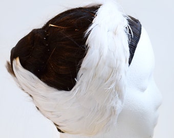 White Swan Lake Feather Headpiece - Also Available in Black - Handmade Professional Ballet Costume - Swan Ears - Odette Odile