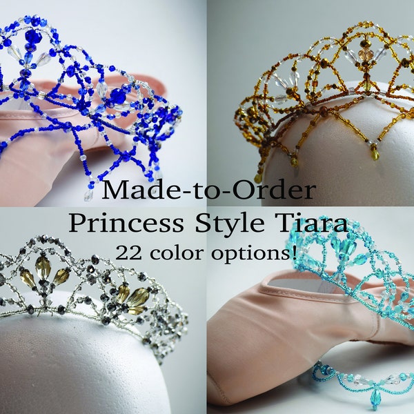 Made-to-Order Princess Style Crystal Tiara - Professional Beaded Headpiece for Ballet - Devilcat Dancewear