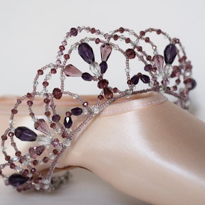 Premium Medium Purple Princess Style Crystal Tiara - Professional Beaded Ballet Headpiece -Lilac Fairy Le Corsaire - Devilcat Dancewear