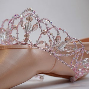Made to Order Light Pink and Clear Princess Style Crystal Tiara - Professional Beaded Ballet Headpiece - Sleeping Beauty Devilcat Dancewear