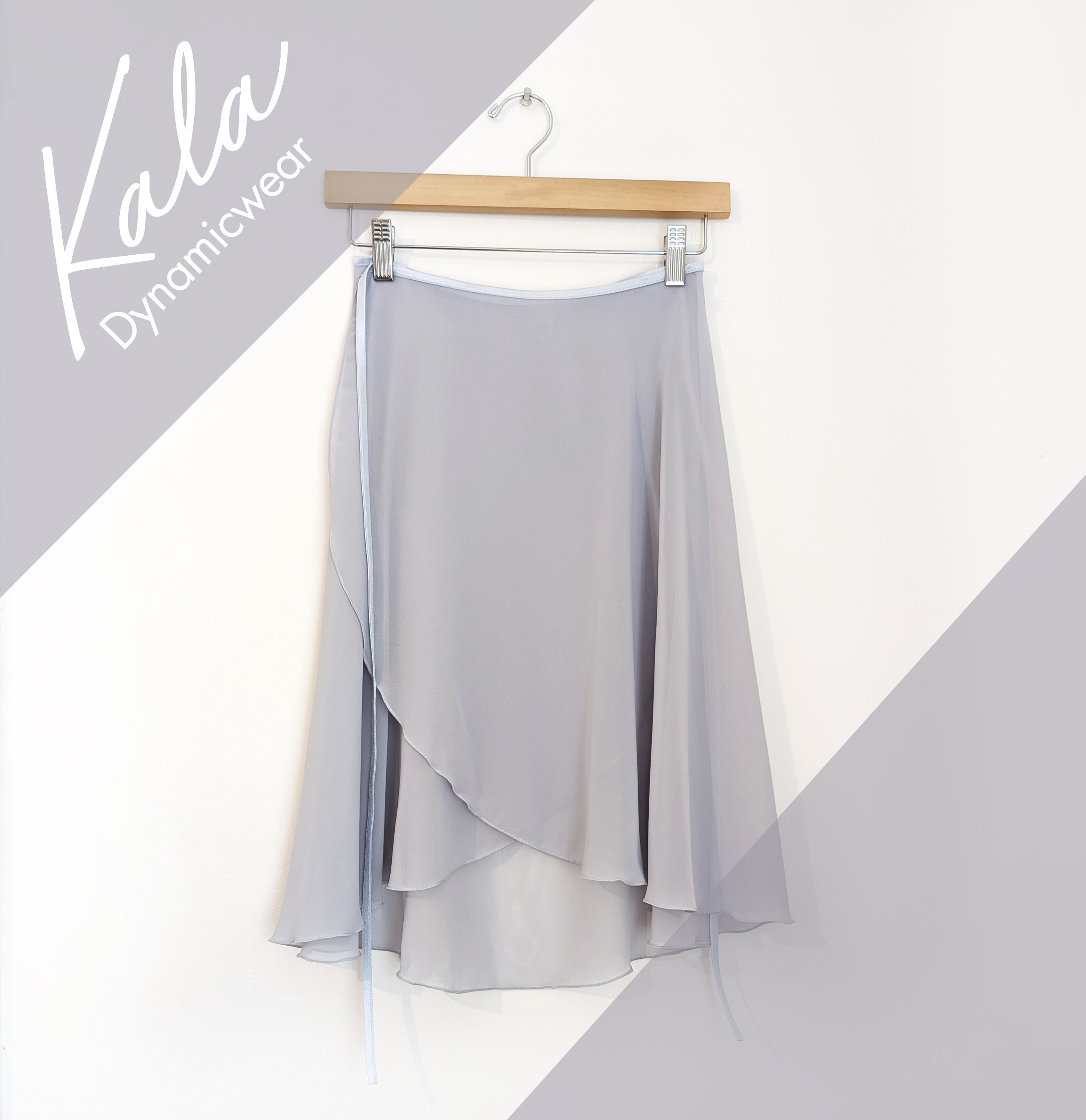 スカート MURRAL Spacious sheer wrap skirt (Gray) Ballet Wrap Skirt - Cloud Grey Smooth Chiffon - Long Length
