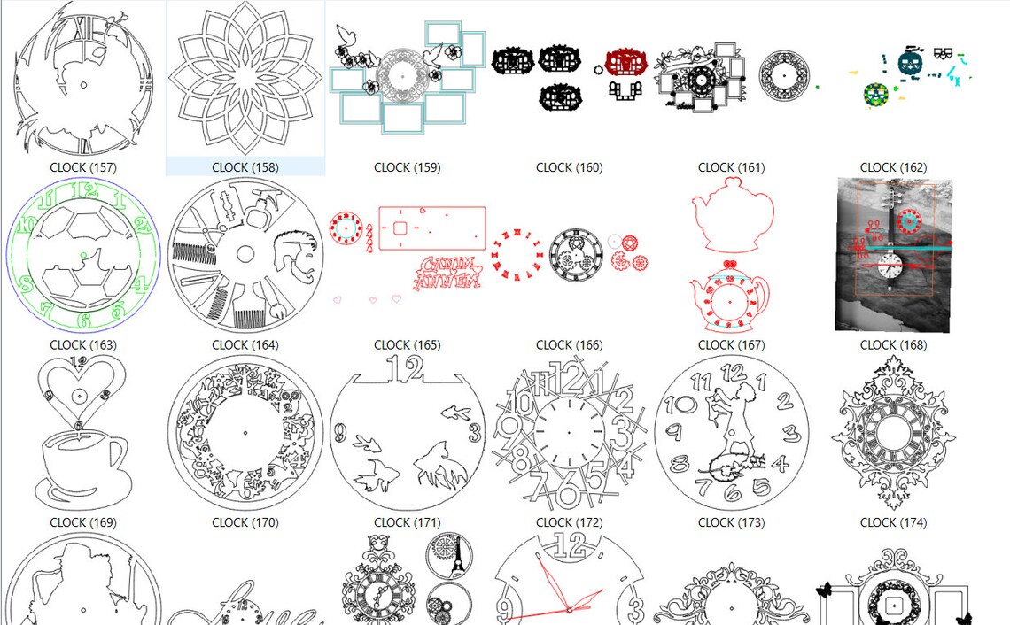 Lightburn Art Library 200 Files clocks designs Pack 1 cnc dxf Etsy