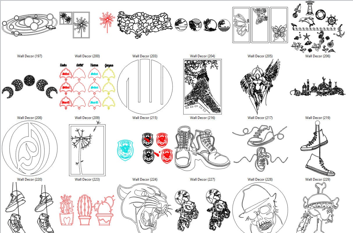 Lightburn Art Library 147 Files Wall Decor Vector Designs for Etsy