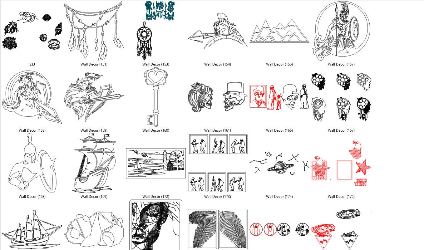 Lightburn Art Library 147 Files Wall Decor Vector Designs for Etsy