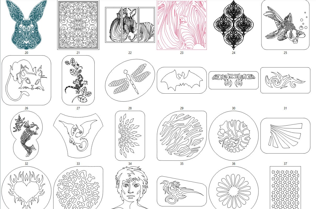 Lightburn Art Library 147 Files Wall Decor Vector Designs for Etsy