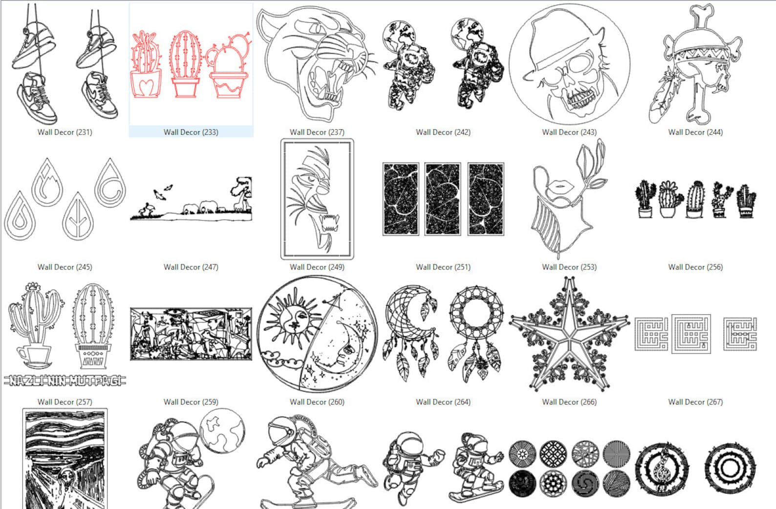 Lightburn Art Library 147 Files Wall Decor Vector Designs for Etsy