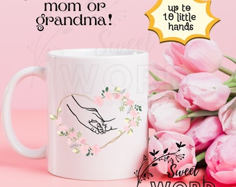 manitas y corazon con flores, taza para mama, camisa para mama, png little hands and mom