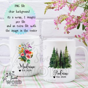 wrap para taza padrino y madrina 15oz quieres ser mi padrino? quieres ser mi madrina?