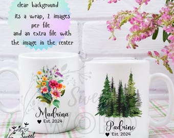 wrap para taza padrino y madrina 15oz quieres ser mi padrino? quieres ser mi madrina?