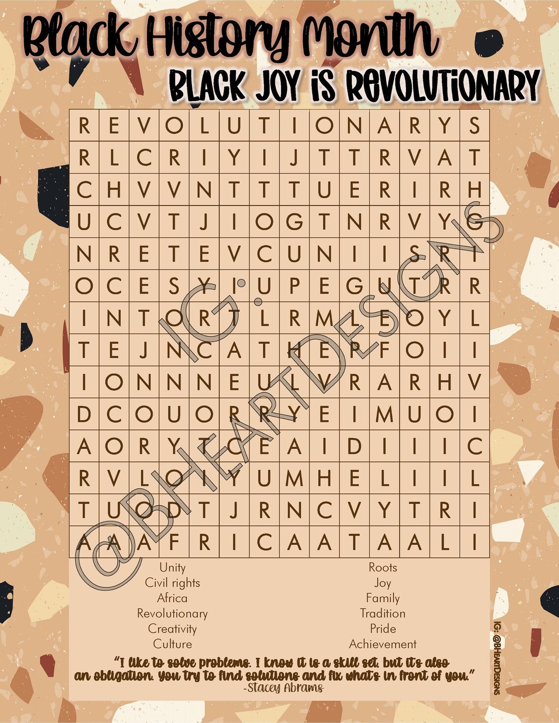 Word Search-fun-black History Month-pdf JPEG Png-digital - Etsy