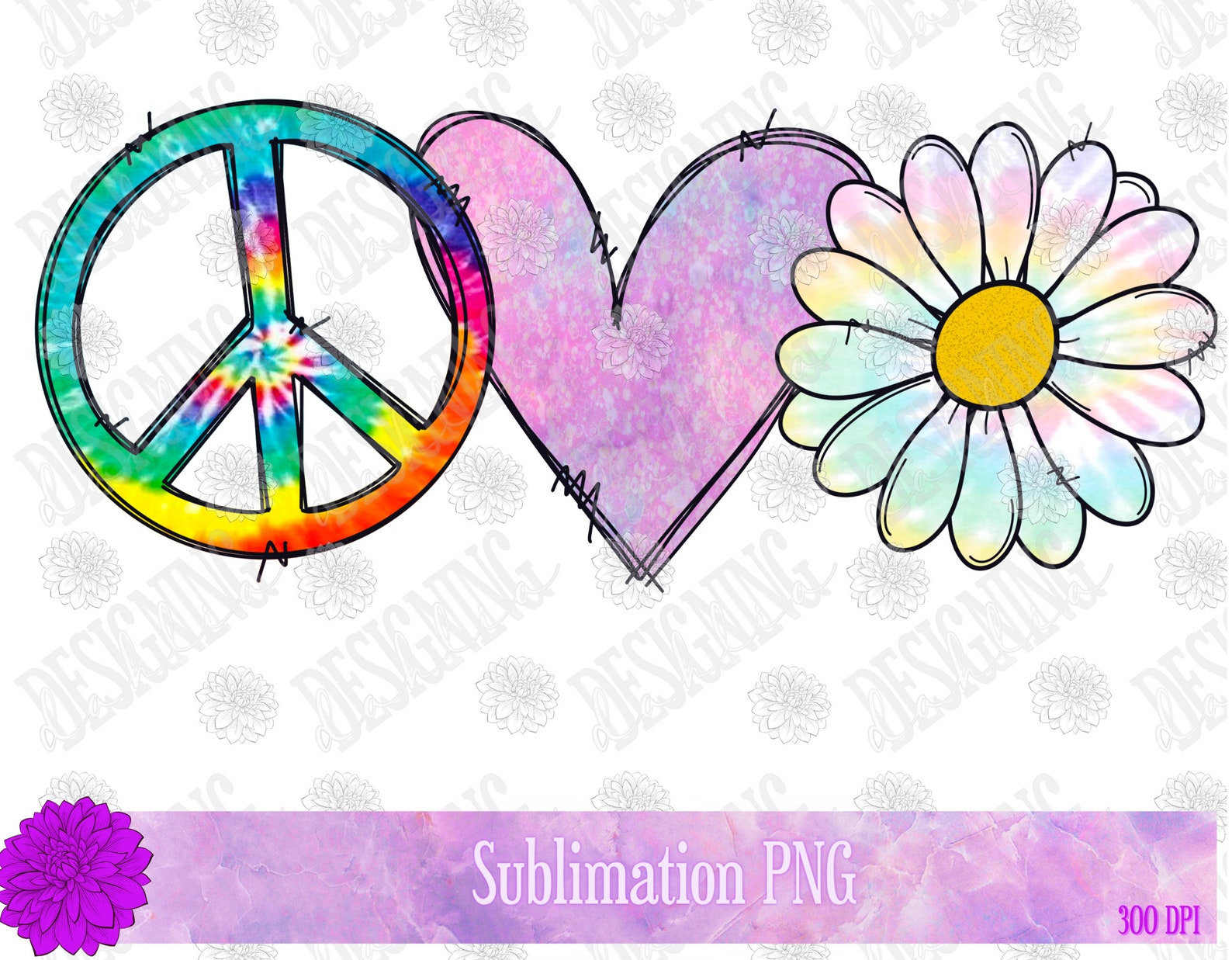Peace Love Flower Peace and Love Sticker Rainbow PNG Daisy Etsy France