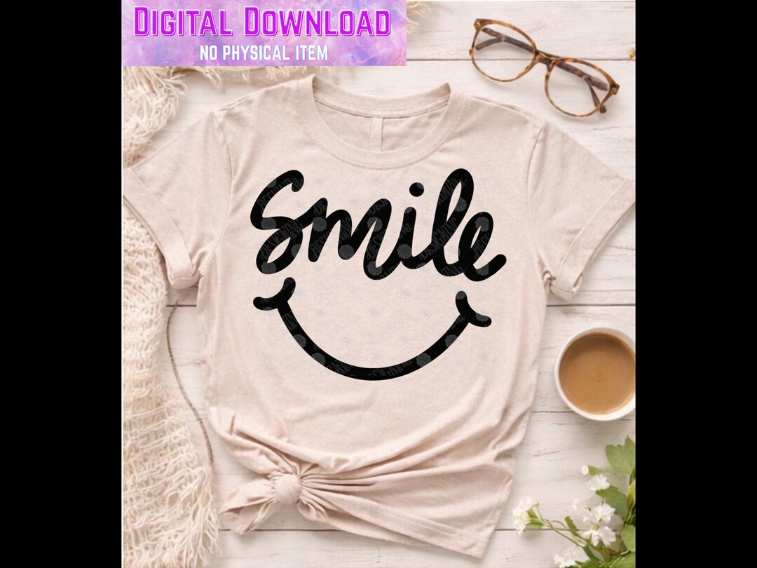 Smiley Face SVG PNG - Digital Smile Clipart for Sublimation - Cricut ...