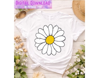 Daisy Flower SVG PNG - Florale Schneiddatei für Cricut & Silhouette - Daisy SVG für T-shirts, Tassen, Vinyl, Sublimation - Instant Download