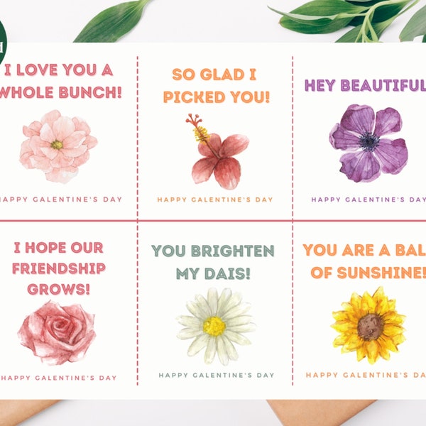 Flower Valentine Cards - Etsy