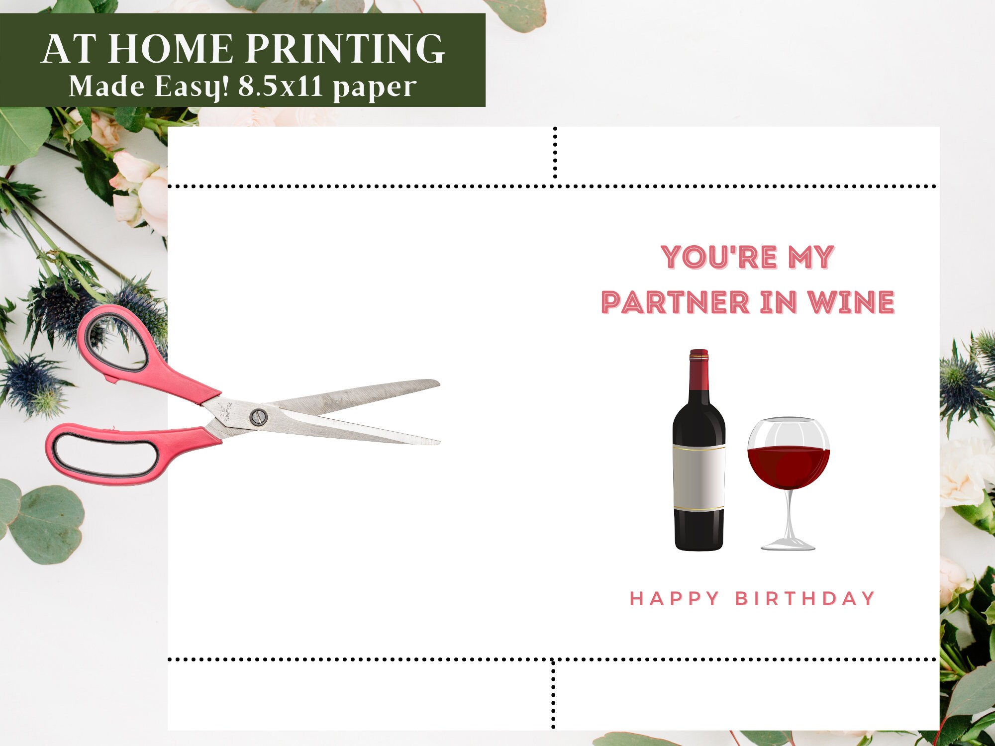 Printable Wine Birthday Card, Instant Download, Funny Birthday Card ...
