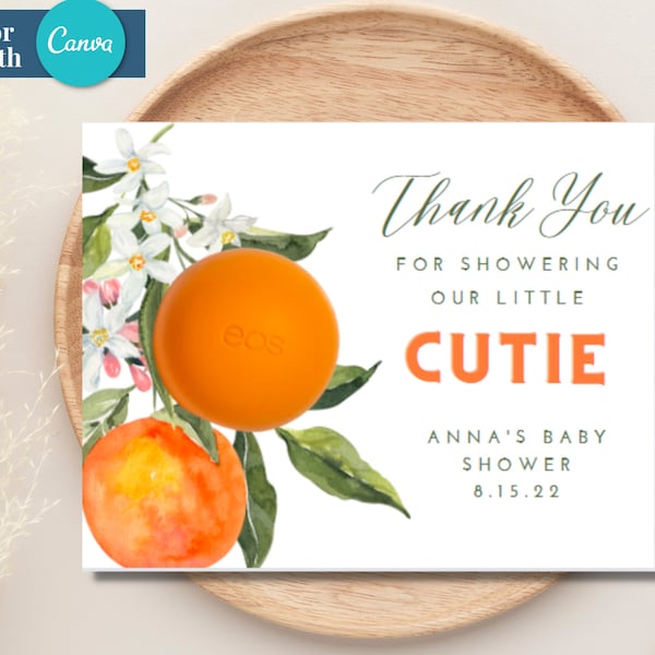 EOS Lip Balm Baby Shower Favors, Little Cutie, Oranges, Printable, Thank You Favors, Easy Baby Shower Favor, Lip Balm, Bridal Shower,