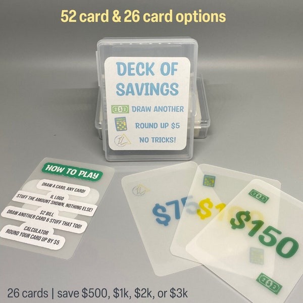 Sparstapel: 52- oder 26-Wochen-Challenge, wählen Sie eine Karte und sparen Sie für Ersparnisse und Budgetierung des Bargeld-Umschlag-Systems