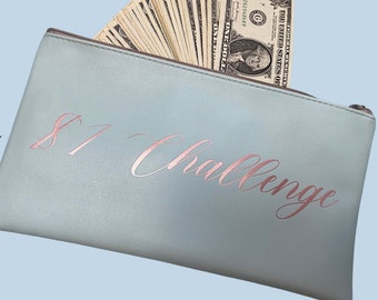 Large Savings Challenge Pouches, Personalized Iron-On Vinyl Pouches for Budgeting System, 1 Dollar or 5 Dollar Challenge, Rewards Challenge