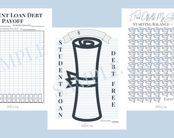 Dated Student Loans Debt Payoff Tracker Printable, Diploma Payoff Savings Tracker, Coloring Pages, Debt Snowball, Debt Repayment, Debt Free