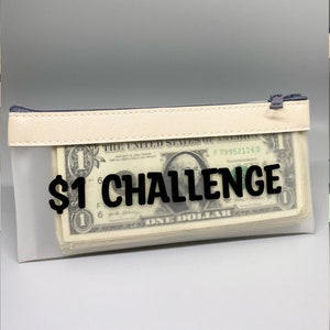 Savings Challenge Zip Pouches, Personalized Vinyl Envelopes for Budgeting System, 1 Dollar or 5 Dollar Challenge, Rewards Challenge