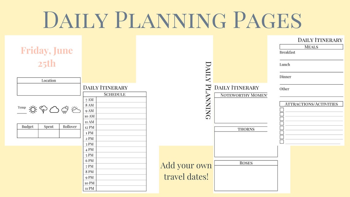 Pocket Planner A7 Printable Inserts Vacation Planner and Etsy