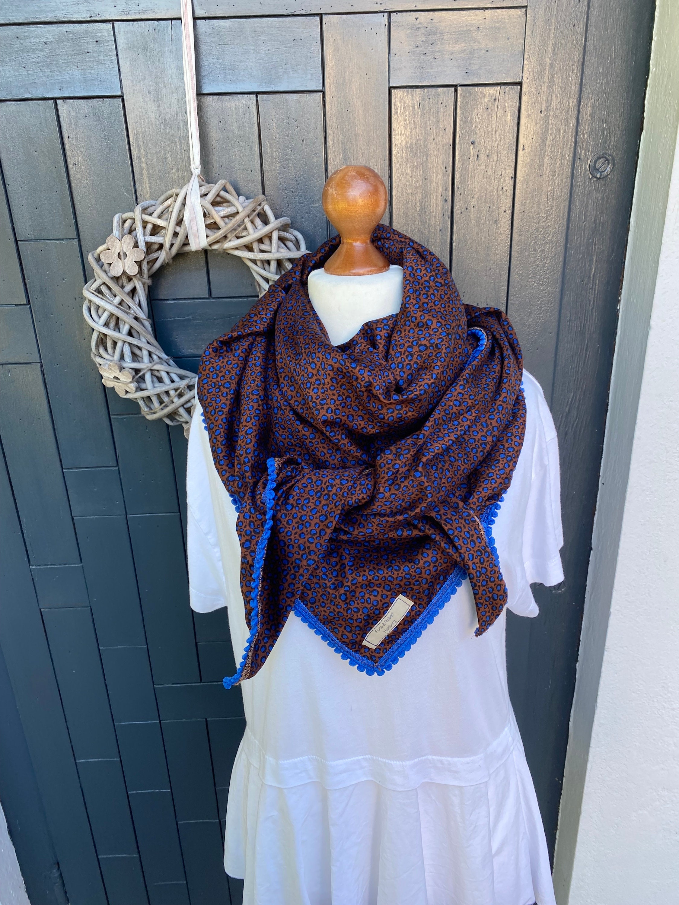 CODEOLLO Schal Im Leo-Look - Kuscheliger Schal Mit Leopardenmuster Blau