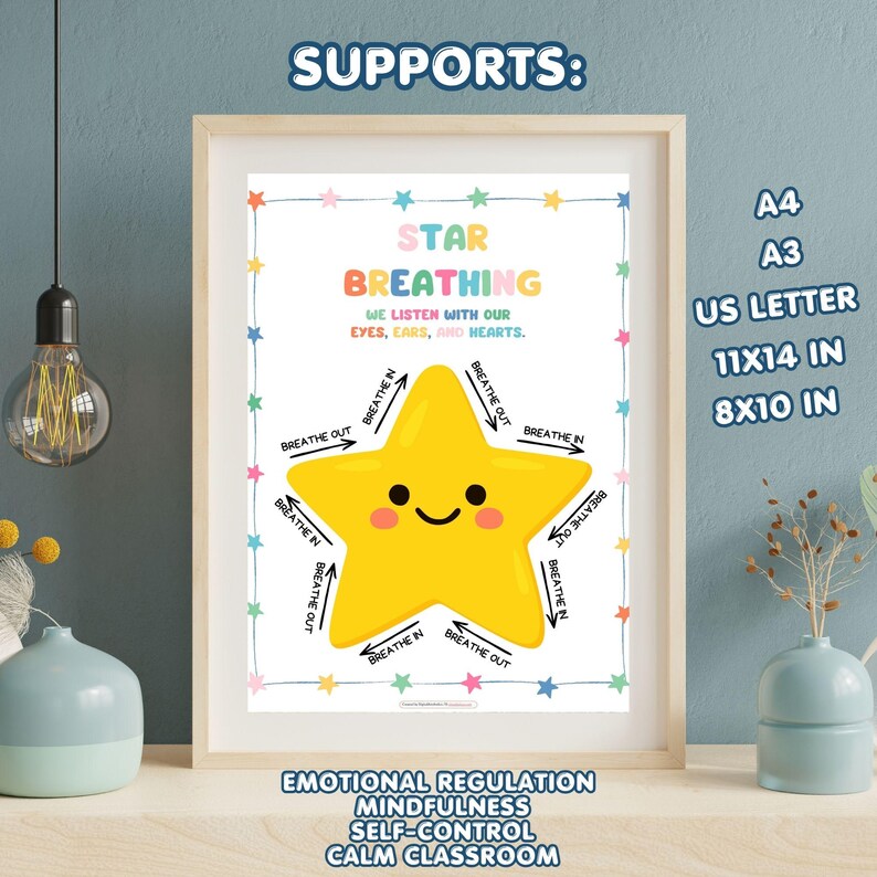 Star Breathing Poster | Kids Calm Down Corner Visual (digital Download ...
