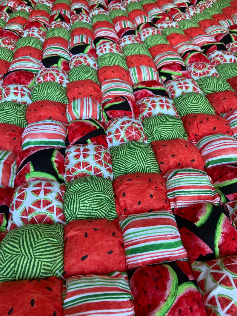 Watermelon Puff Quilt Twin Sized Puff Quilt Weighted Puff Etsy