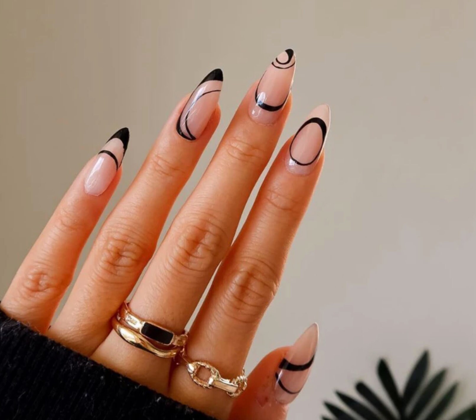 24pcs Press on Nails Full Set Almond Nails Abstract Swirl Etsy