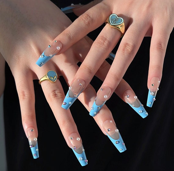 24 Pcs Press On Nails Set Full Coffin Ballerina Nails Baby Etsy India