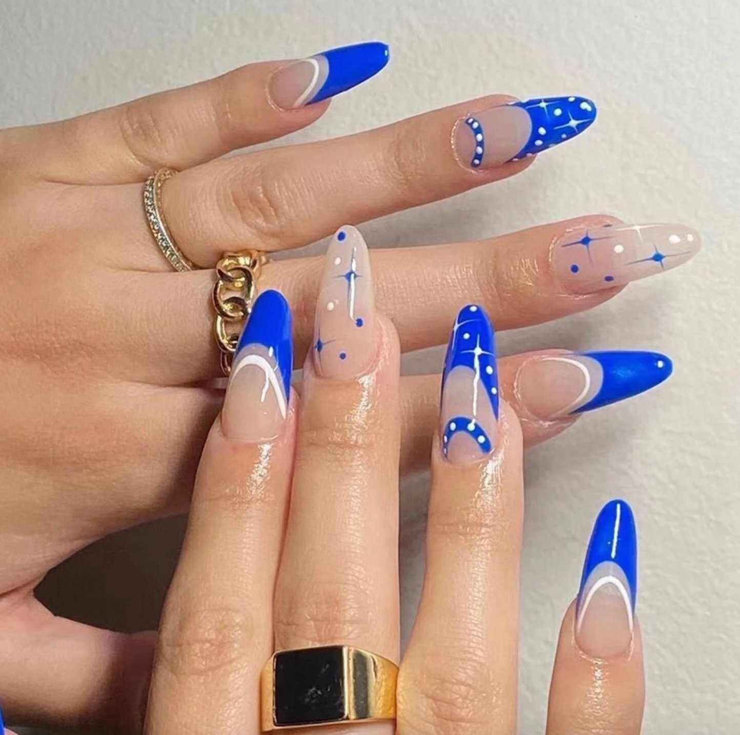 24 Pcs Press on Nails Set Full Oval Almond Nails Royal - Etsy 24 Pcs Press on Nails Set Full Oval Almond Nails Royal - Etsy