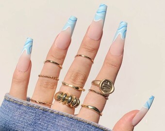 Baby Blue Nails Etsy Baby Blue Nails Etsy