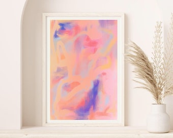 Roze abstracte kunstprint: Deens pasteldecor
