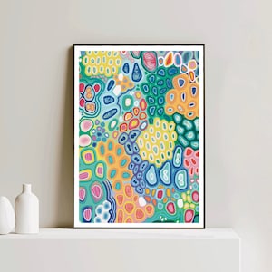 Bacteria abstract art, biology art gift, microbe wall art, mosaic art print, colorful kids room painting, colorful abstract art