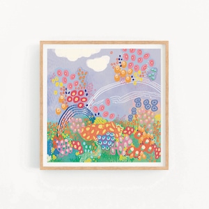 Abstract pastel art, funky art print, pink floral nursery decor, purple pastel art print, floral pastel art print, danish pastel art