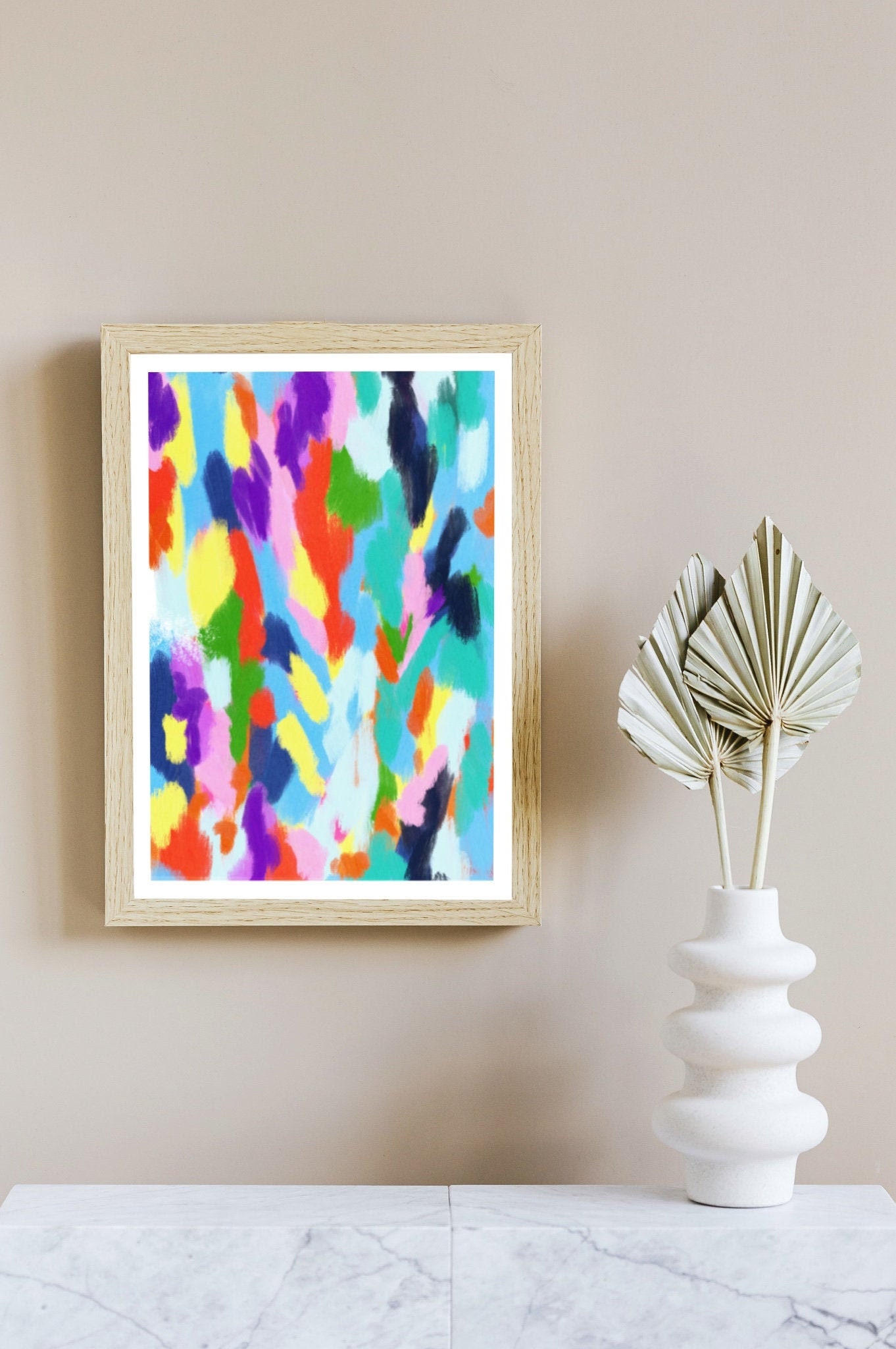 Colorful abstract wall art bright abstract shape art modern Etsy
