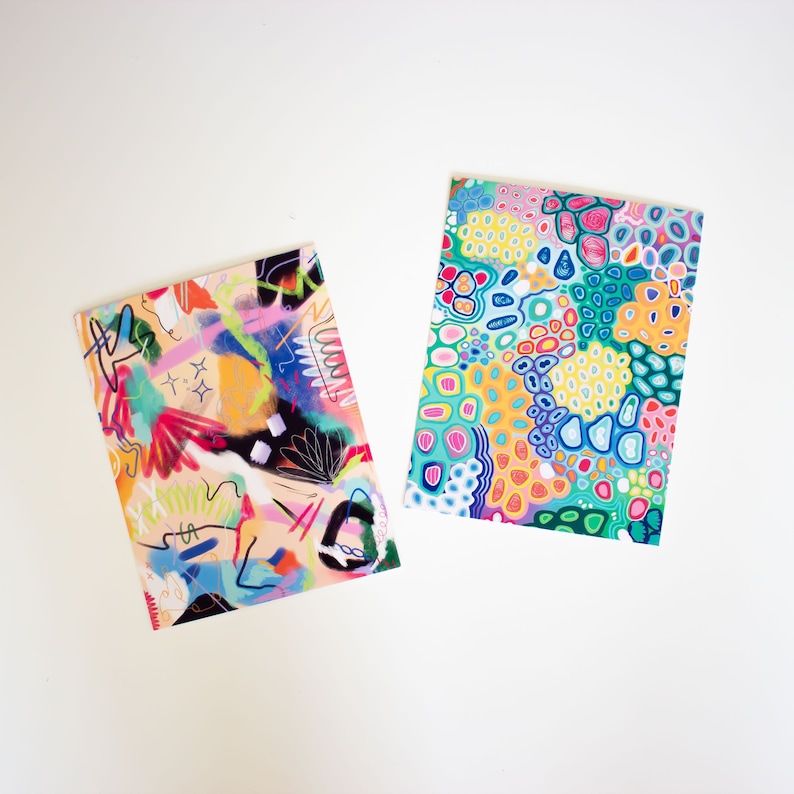 Set of 6 abstract art postcards, colorful postcards, abstract floral postcard bundle, original painting postcards, botanical postcards image 5
