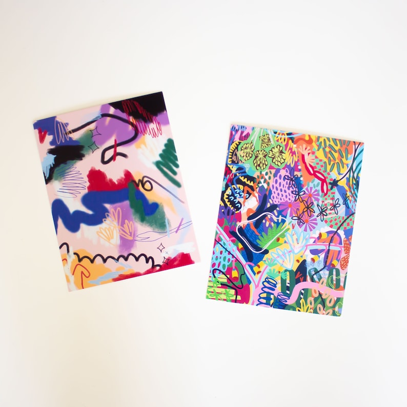 Set of 6 abstract art postcards, colorful postcards, abstract floral postcard bundle, original painting postcards, botanical postcards image 7