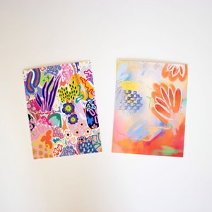 Set of 6 abstract art postcards, colorful postcards, abstract floral postcard bundle, original painting postcards, botanical postcards image 6