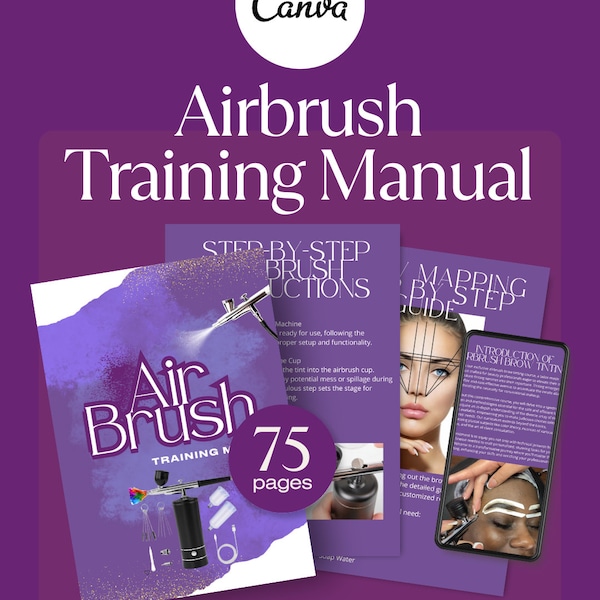 Airbrush Brows, Brow Tint Bearbeitbares Schritt für Schritt Trainings-Handbuch, Bearbeiten in Canva