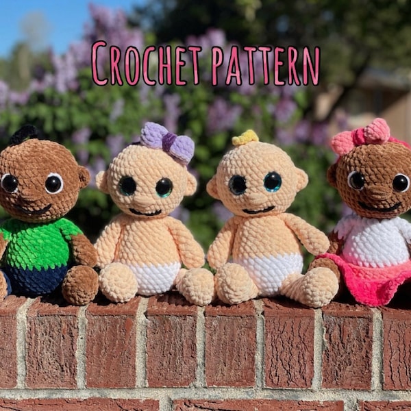 Crochet Baby Pattern, Amigurumi Plushie pattern, Giggles the Baby Doll, PDF, Baby