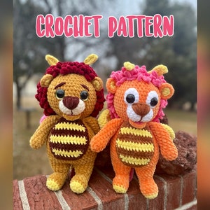 Modèle au crochet Bumblelion, modèle de poupée au crochet, modèle de peluche Amigurumi, PDF, poupées, lion, peluche au crochet inspirée des années 80