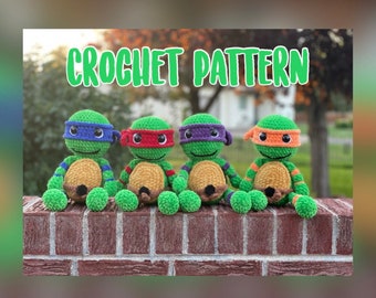 Giggles 90's Inspired Turtle Crochet Pattern, Crochet Doll Pattern, Amigurumi Plushie pattern, PDF, Dolls, Turtle